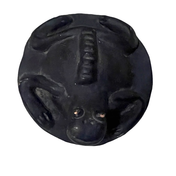 Intricate Vintage Hand Craved Clay Frog Figurine